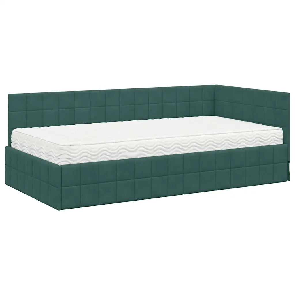 Struttura Letto Angolare con Materasso 2 pcs Verde Velluto 3393950