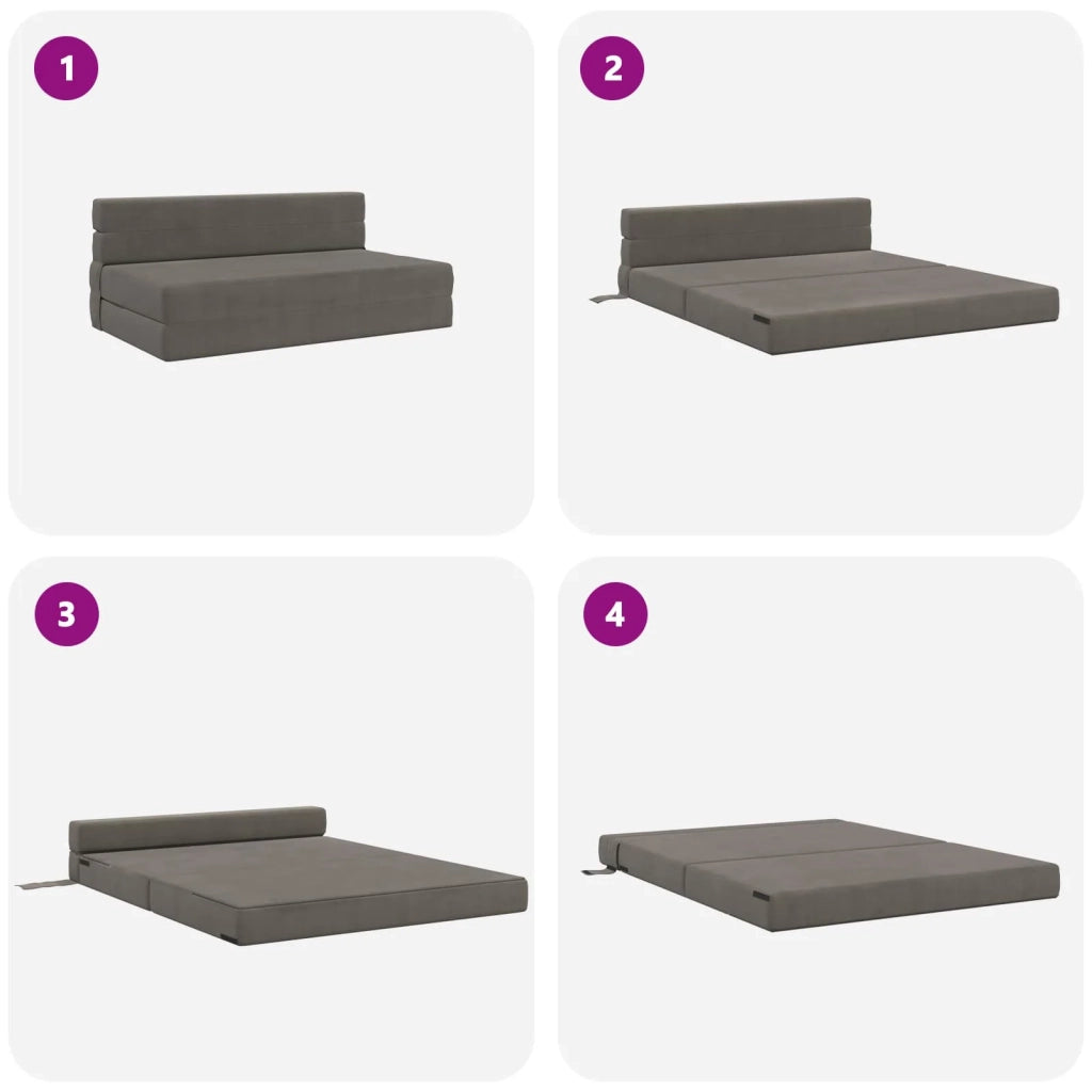Divano Letto Pieghevole Grigio Chiaro 152 x 86,5 x 60 cm 900131