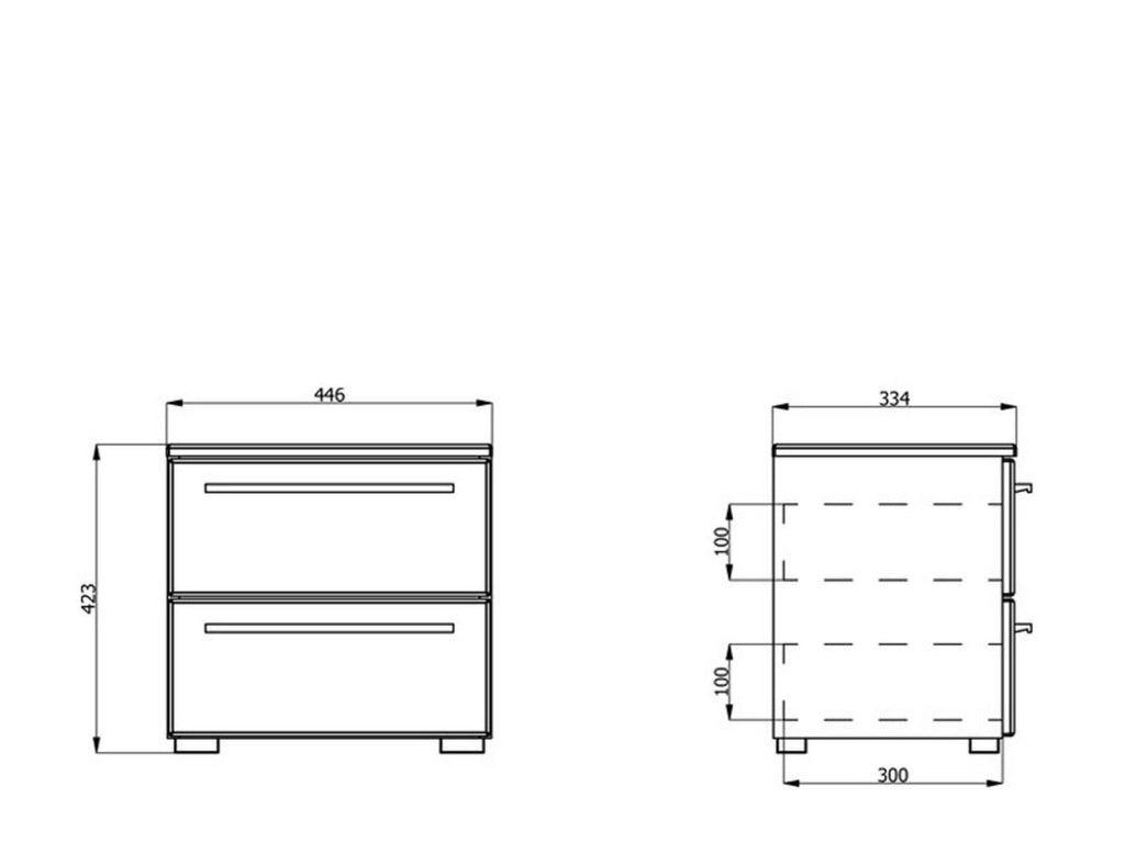 Mosso, Comodino 2 Cassetti, 44.5x33.5x42.5h cm Bianco