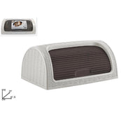Trade Shop - Portapane Pane Crock Serrandina Grande Rotolo Contenitore Effetto Rattan Bianco -