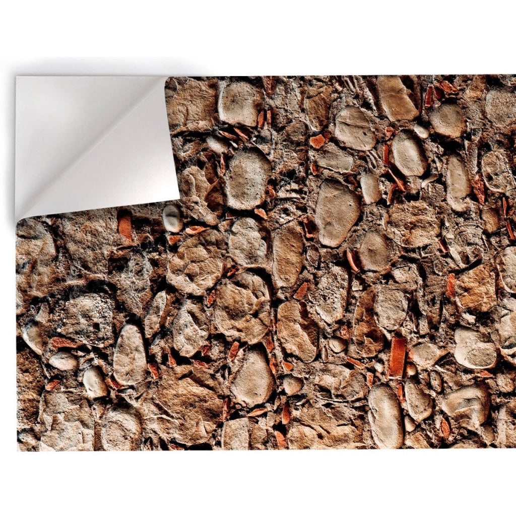 Muro Pietre e Cocci - Pellicola stampata adesiva in PVC finitura opaca Misura: 100x200 cm