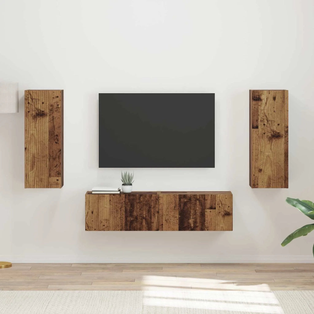 Set mobile TV 2 pz-Credenza per TV Legno vecchio Legno multistrato 529448