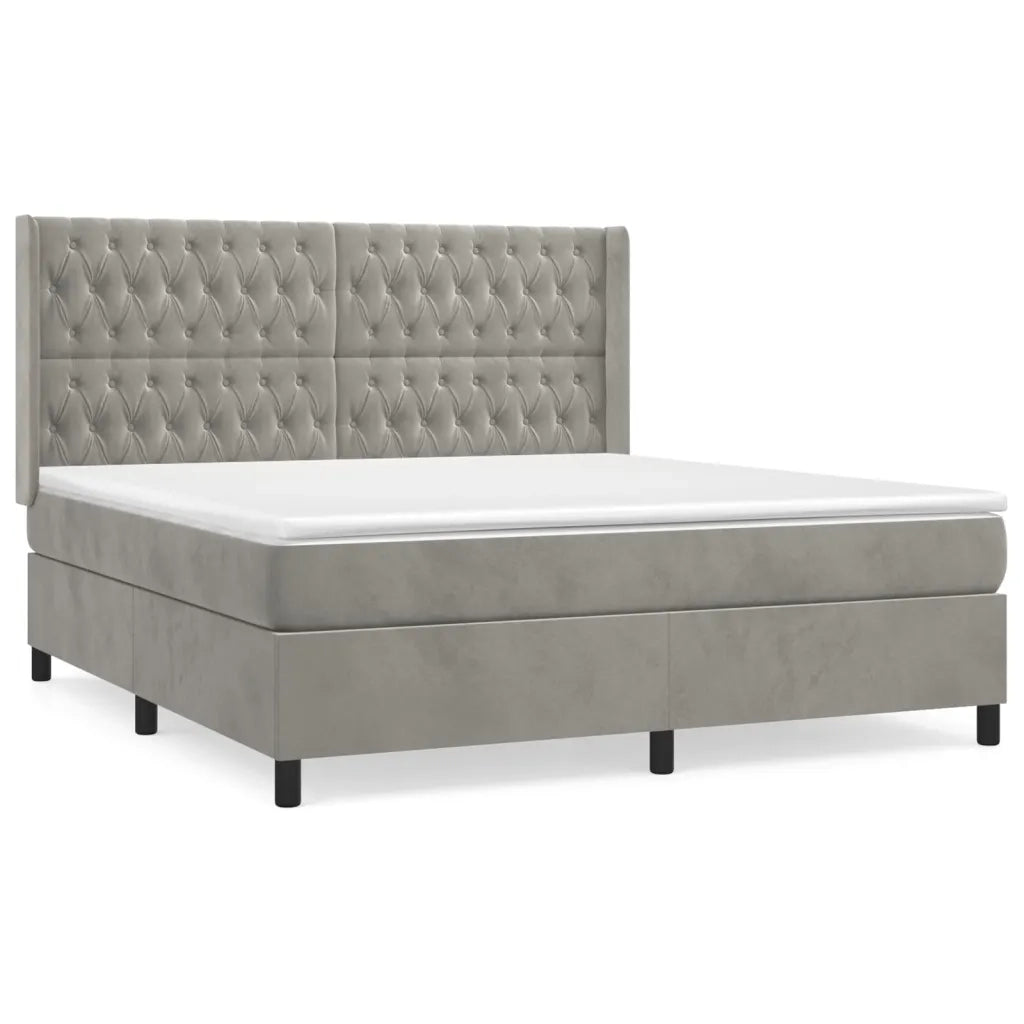 Giroletto a Molle con Materasso Grigio Chiaro 180x200cm Velluto 3132873