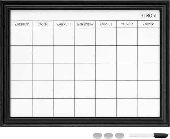 Pannello magnetico whiteboard - Incluso pennarello e magneti - 60 x 45 cm - Memoboard per 5 settimane di pianificazione