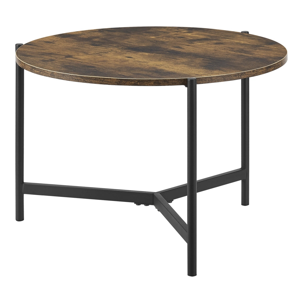 Tavolino Basso 'Køge' Piano Rotondo Effetto Legno Scuro [en.casa]