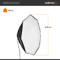 Set Softbox ottagonale 60cm con 4 LED 35W, inclinazione di 135°, con diffusore, per illuminazione studio fotografico