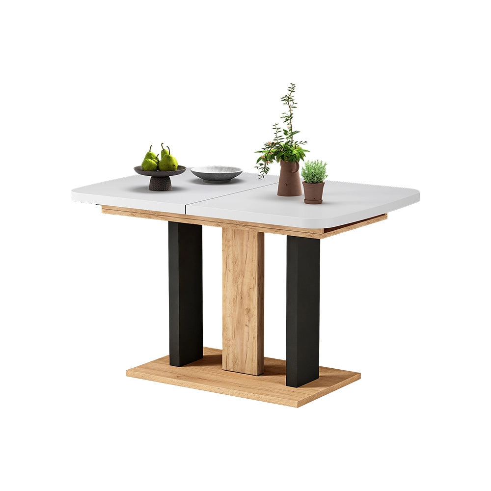 Vicco Tavolo da pranzo Estensibile Rovere bianco/nero/Goldkraft 120/160 x 80 cm 2 parti