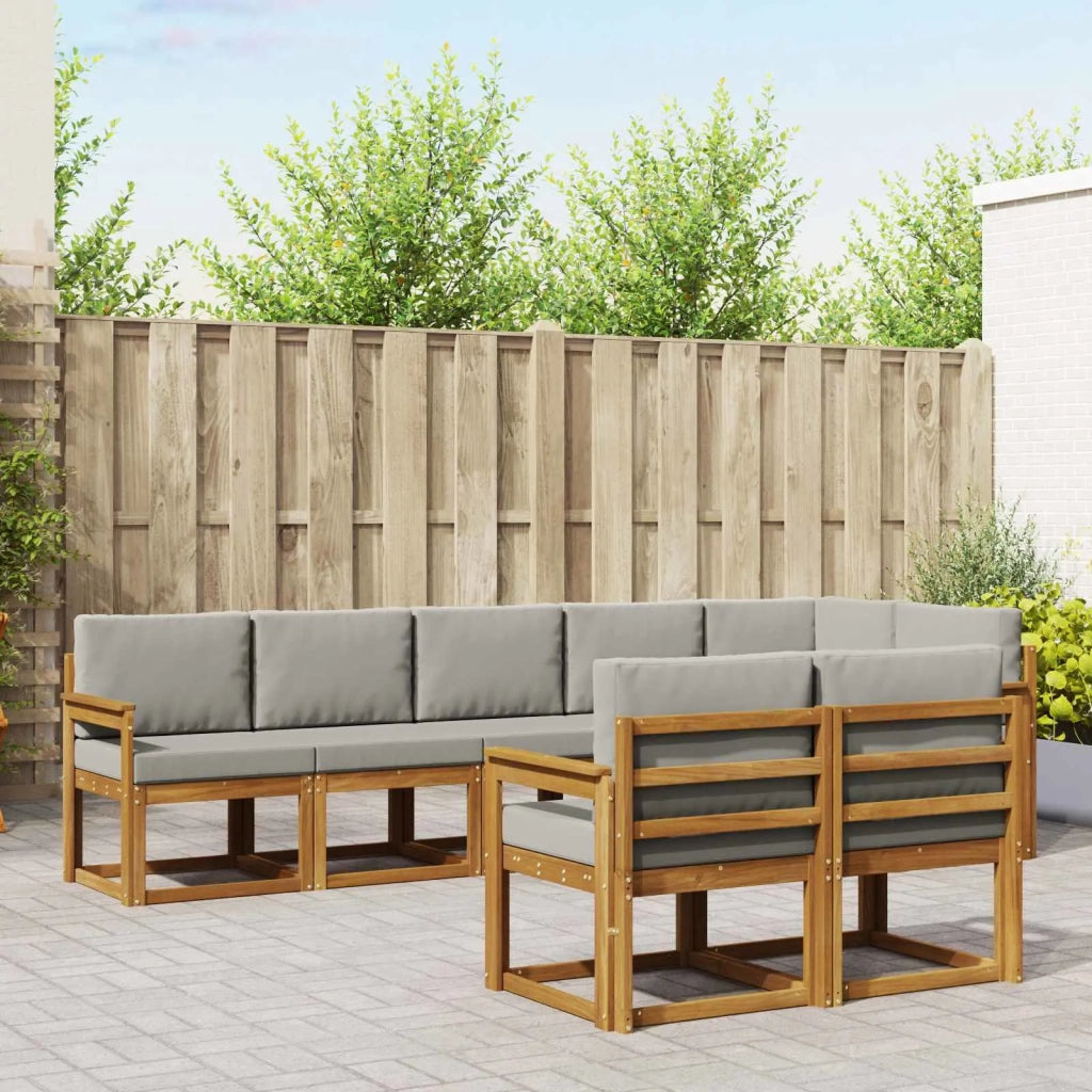 Set di divani da esterno 8 pcs Grigio Naturale e Chiaro 3366559