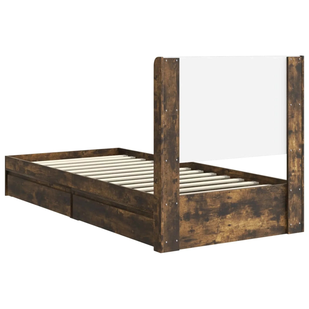 Struttura del letto con stoccaggio e testata Rovere Fumo 3414059