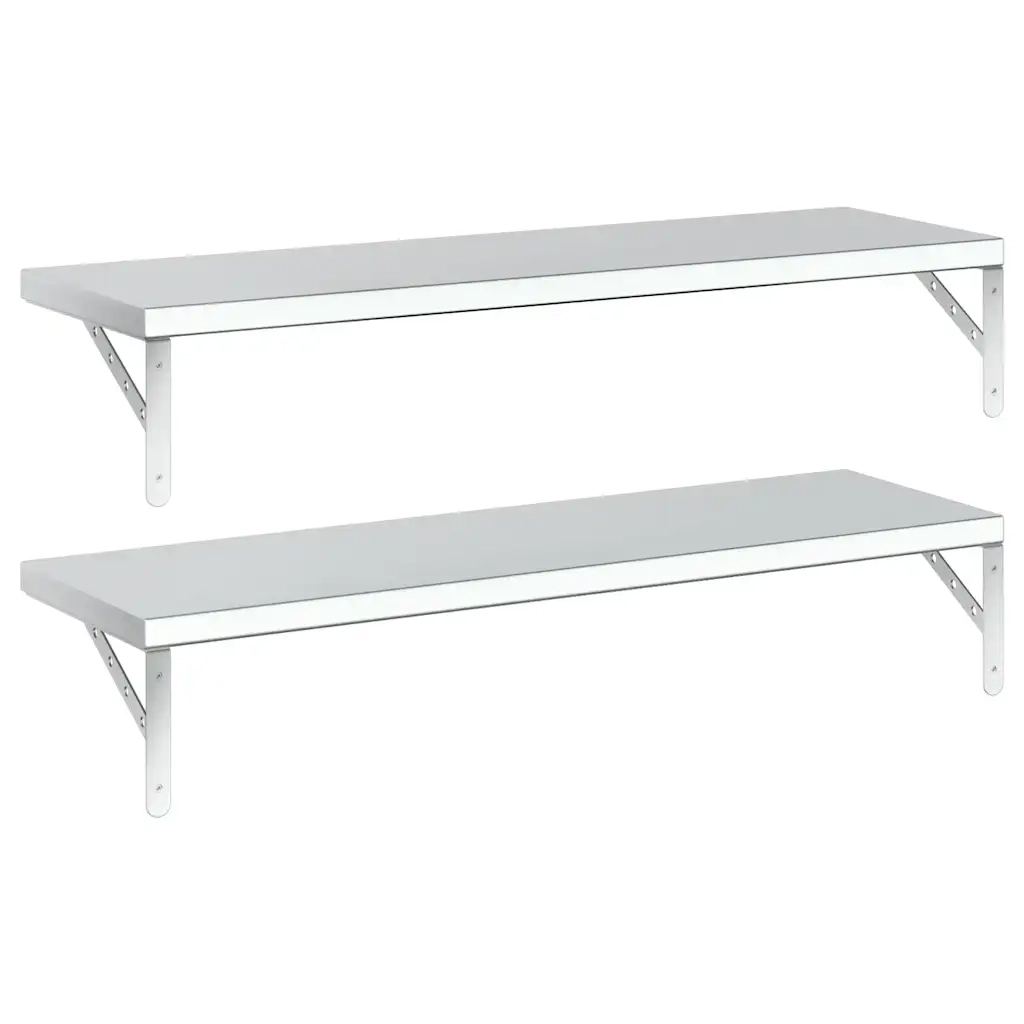 Mensole a Muro 2 pz 100x30 cm Argento in Acciaio Inossidabile 3214503