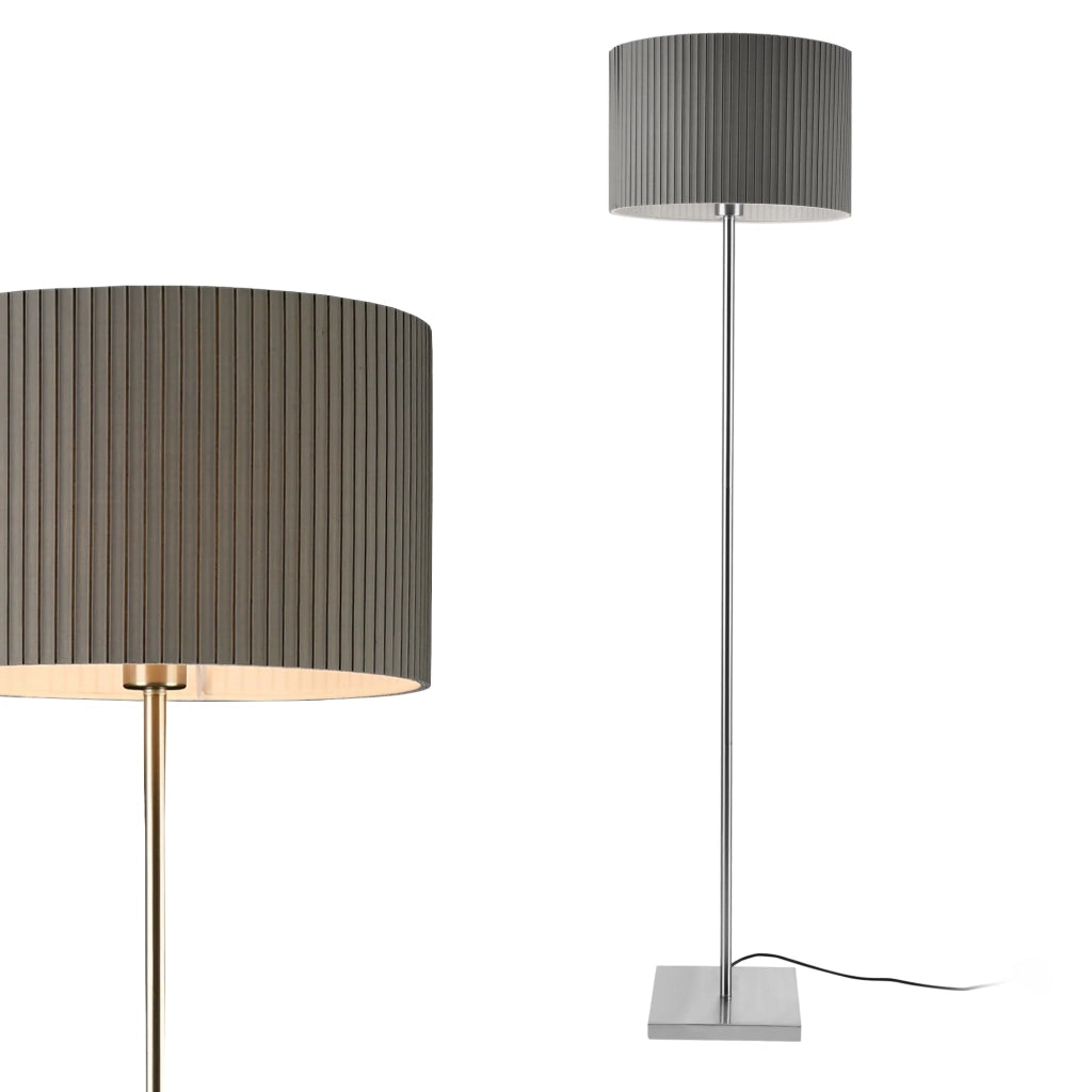 Lampada da terra struttura in metallo paralume in tessuto 1 lampadina E27 grigio 151 cm 03_0002435