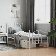 Giroletto con Testiera e Pediera-Struttura Letto Metallo Bianco 90x200 cm 835351