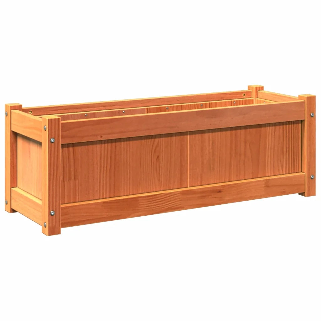Fioriera Giardino-Vaso da Esterno-Contenitore per Piante Marrone Cera 90x31x31 cm Legno Massello Pino