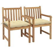 Sedie da Giardino 2 pz con Cuscini Bianco Crema Legno di Teak cod mxl 13408
