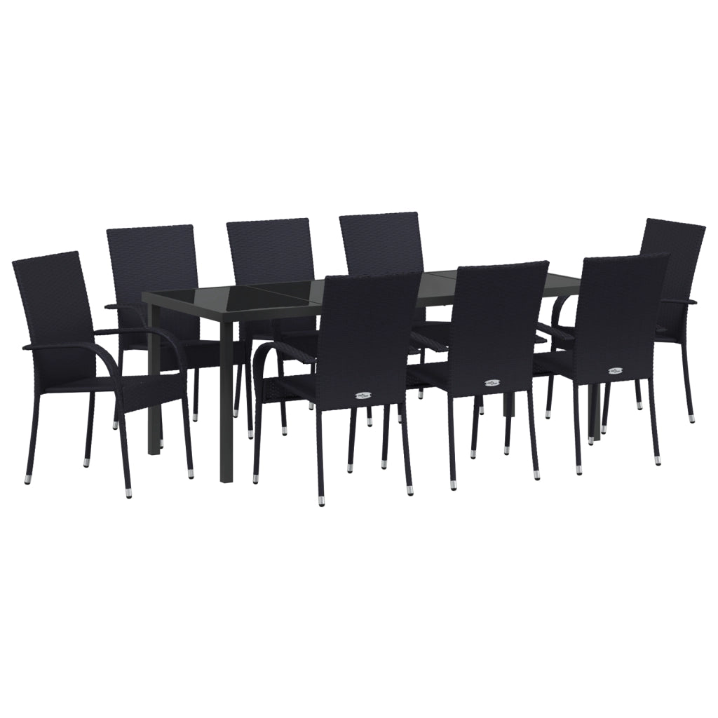 Set da pranzo da giardino 5 pezzi Nero Rattan Poliestere