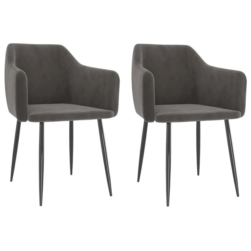 Sedie da Pranzo 2 pz Grigio Scuro in Velluto cod mxl 13546