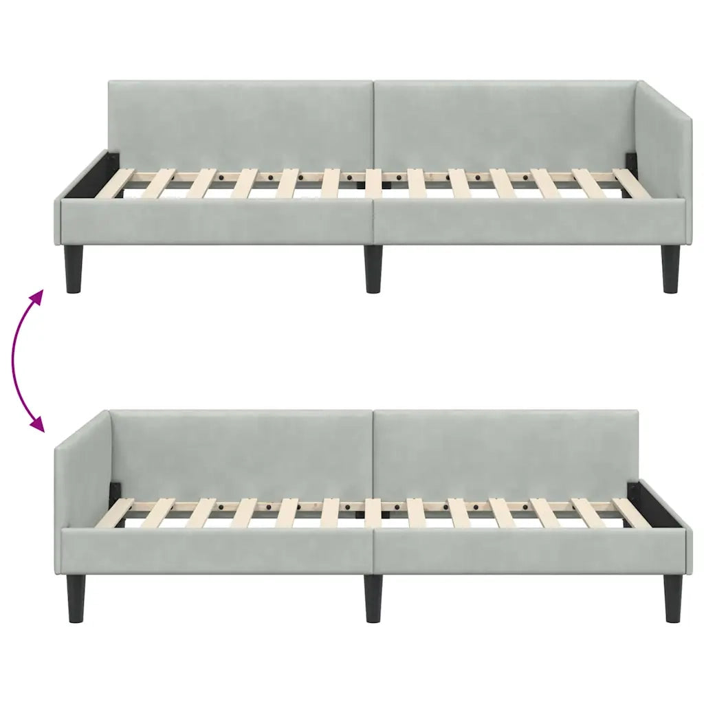 Letto singolo | Letto per adulti | Cornice del letto ad angolo Grigio chiaro 100 cm x 200 cm