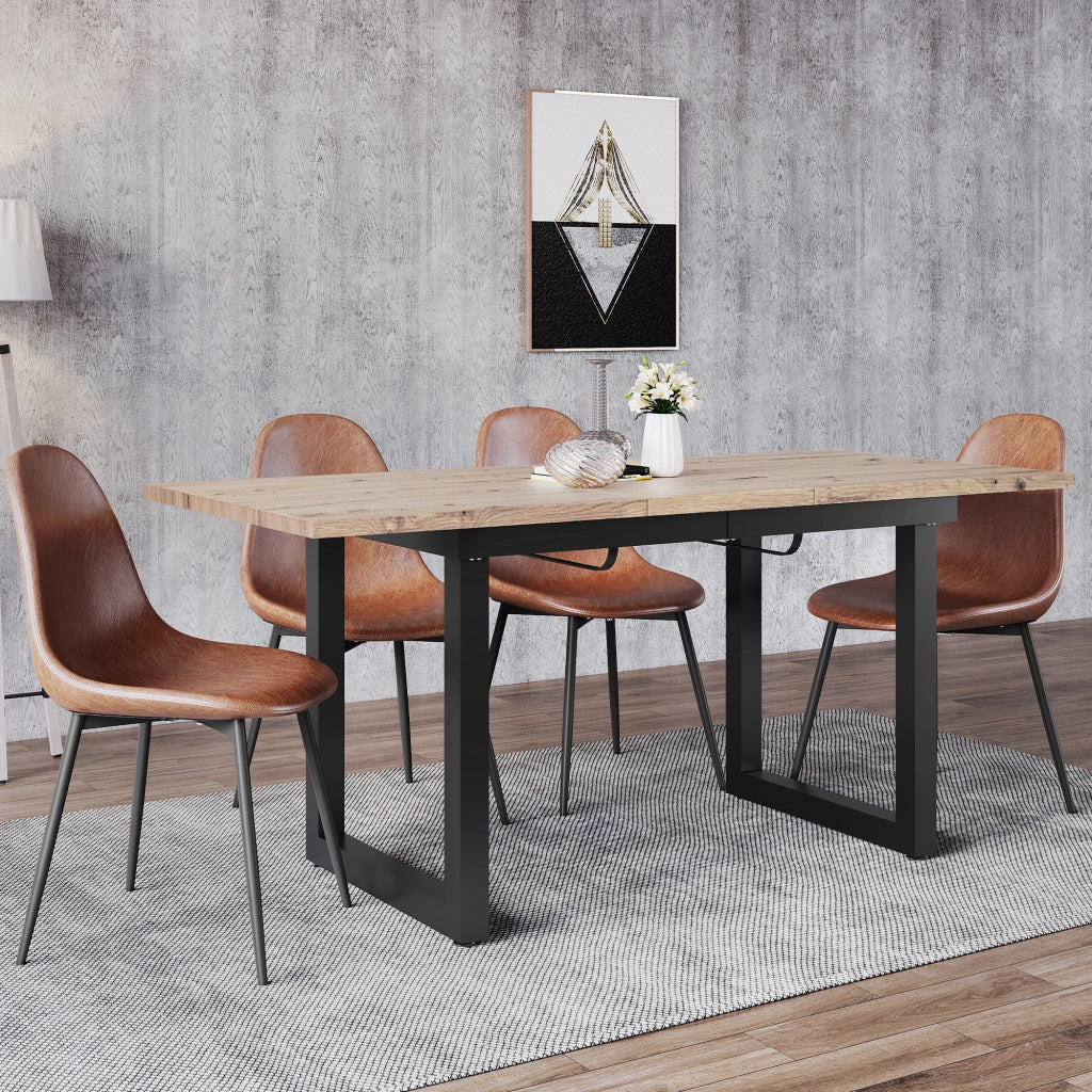 Tavolo da pranzo allungabile in MDF e metallo stile industriale rettangolare per sala da pranzo 140 × 80 × 75 cm