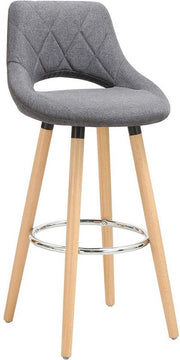 Set di sedute per cucina in stoffa con schienale, composto da 1 seduta e 1 sgabello, colore grigio scuro.