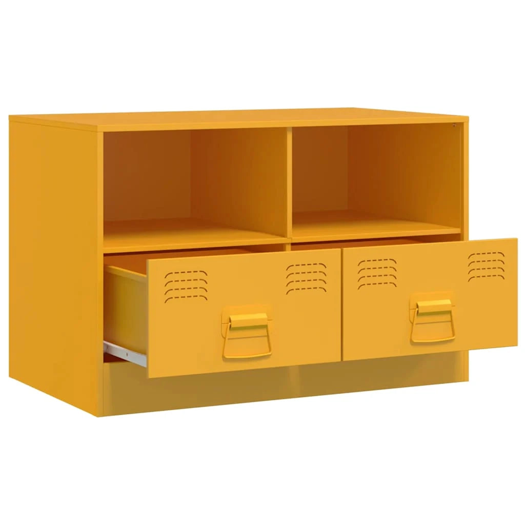 Mobile TV multimediale mensola TV credenza TV sala da pranzo soggiorno camera da letto giallo senape 67 x 39 x 44 cm acciaio giallo 02_0027660