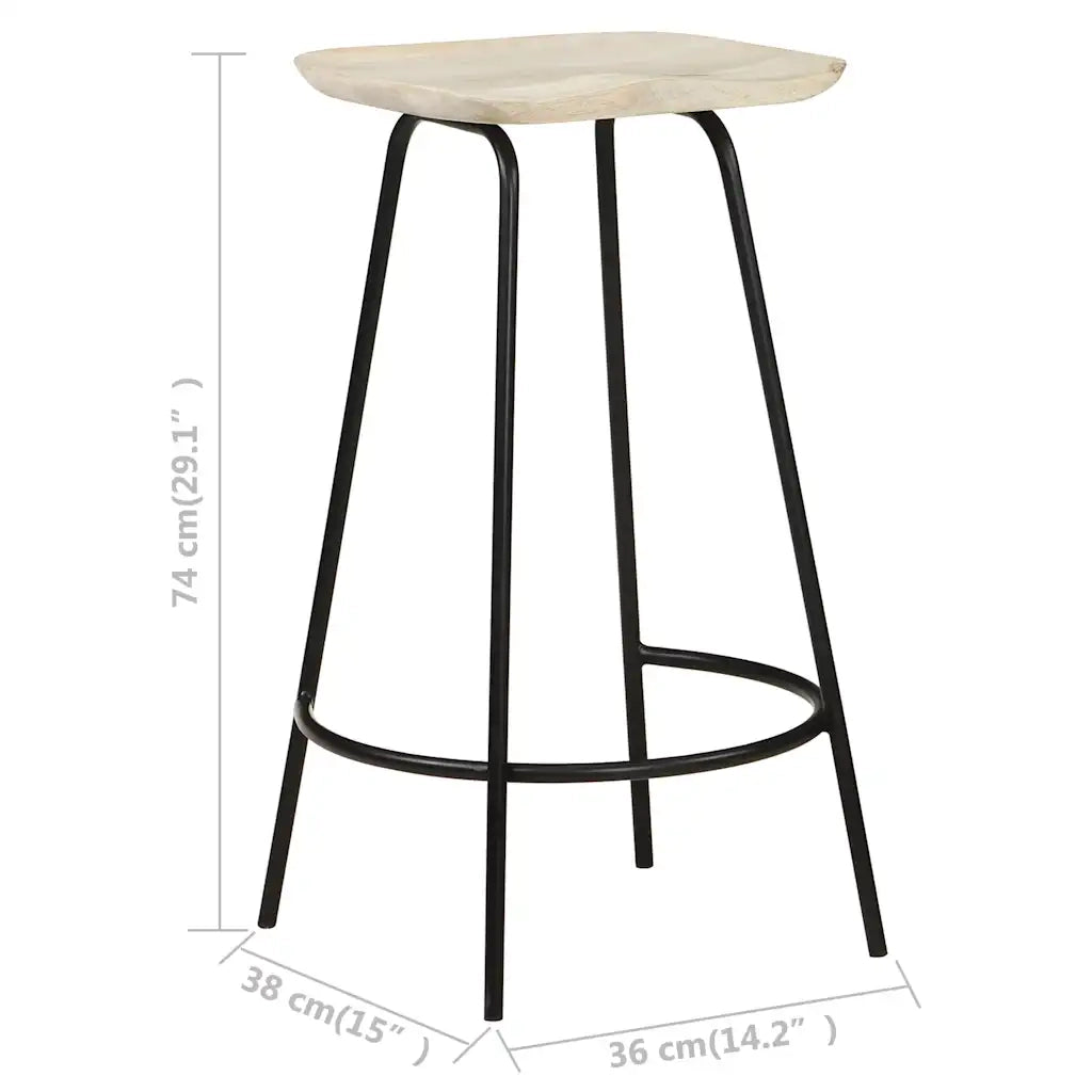 Sgabelli da Bar 2 pz in Legno Massello di Mango cod mxl 61907