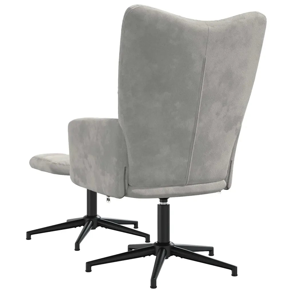 Divano Sedia-Poltrona Relax con Poggiapiedi Grigio Chiaro in Velluto 645829