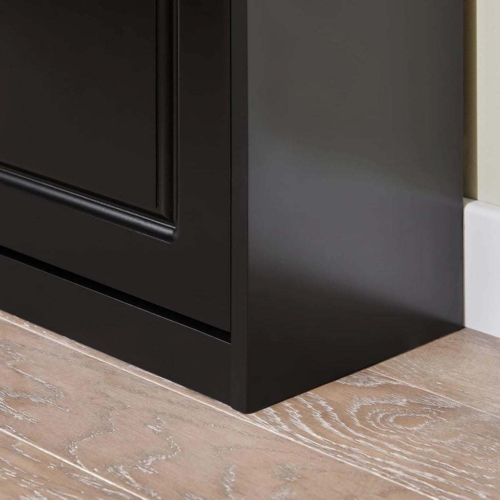 Scarpiera Salvaspazio Slim Legno - Mobile Scarpiera Ingresso Moderna 3 Ante a Ribalta, per Ingresso, Corridoio o Camera da Letto 53x24x117cm Nera FSR94-SCH