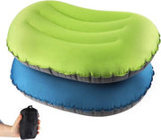Cuscino gonfiabile, cuscino per campeggio, ultraleggero, cuscino per viaggio, cuscino per spiaggia, cuscino per collo, gonfiabile, compatto, cuscino gonfiabile per spiaggia, cuscino aereodinamico, campeggio, colore blu scuro + verde.