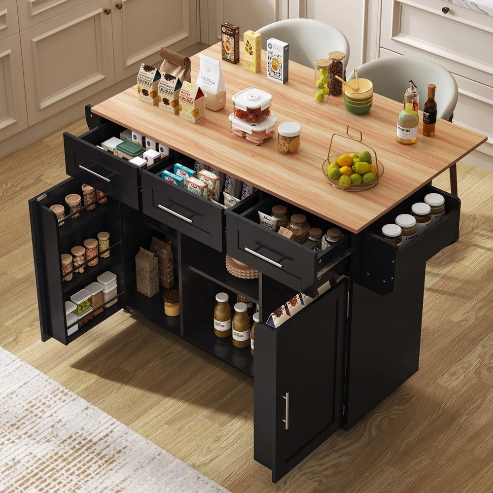 Carrello da Pranzo con Piano Ripiegabile ¨C MINIMAL ¨C Nero/Massello 139x46x91,5cm
