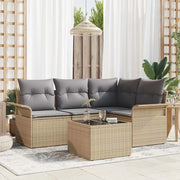 Set Divano da Giardino con archiviazione 5 pcs Beige polyrattan 3354019