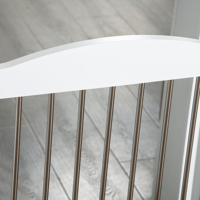 Cancelletto di Sicurezza per Cani Pieghevole 154x30x80 cm con 3 Pannelli in Legno Bianco