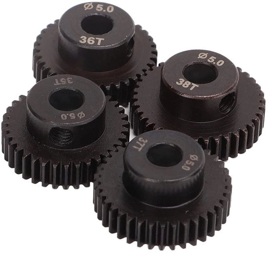 Set di ingranaggi per motore 48DP - 5,0mm - 35T/36T/37T/38T - Metallo molybdeno - Adatto per 1/10 auto RC - Alta qualità