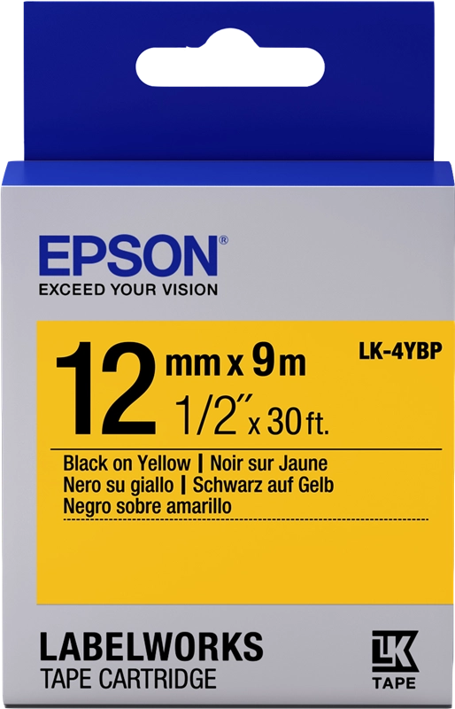 Epson Nastro fondo Pastello Giallo per testo Nero 12/9 LK-4YBP