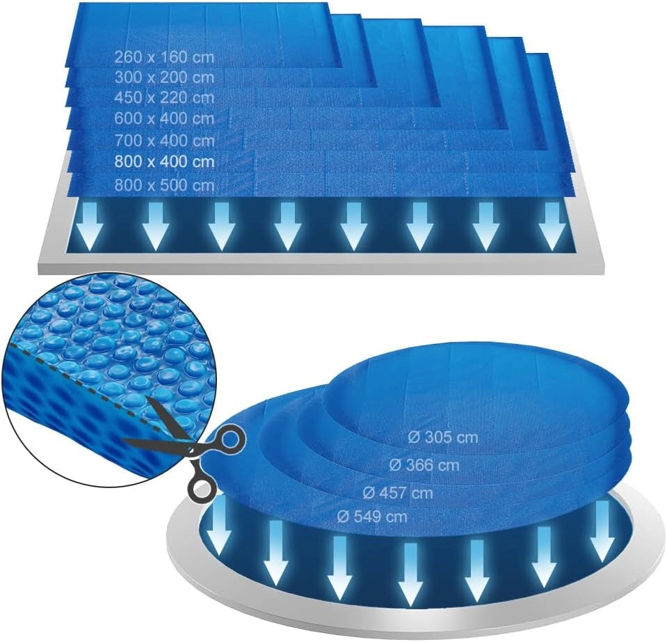 ok-living Telo Termico Piscina, Blu, 800 cm Robusto telone My Solar da 400µ, per Coprire e ridurre la dispersione di Calore nella Piscina
