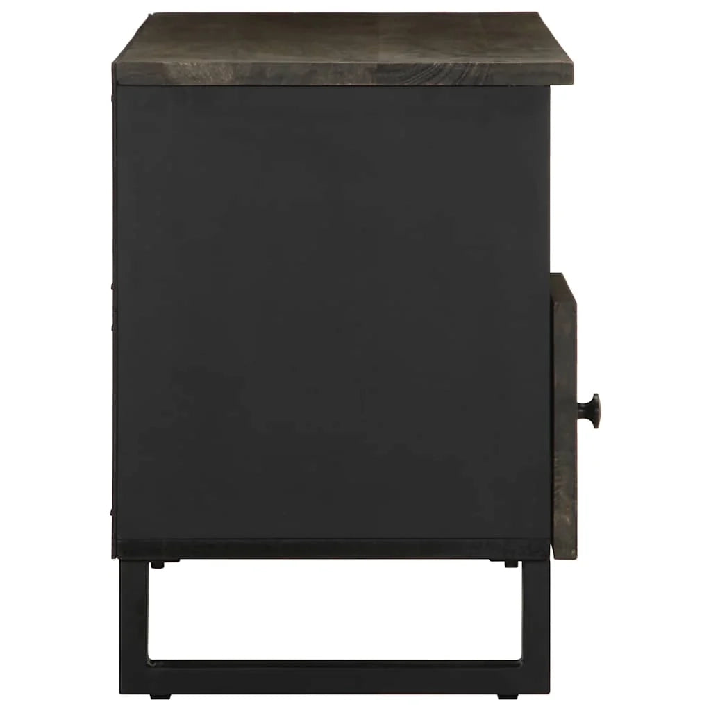 Mobile porta TV nero con ampio spazio di archiviazione per il soggiorno 100 x 33 x 46 cm in legno massello di mango 02_0057731