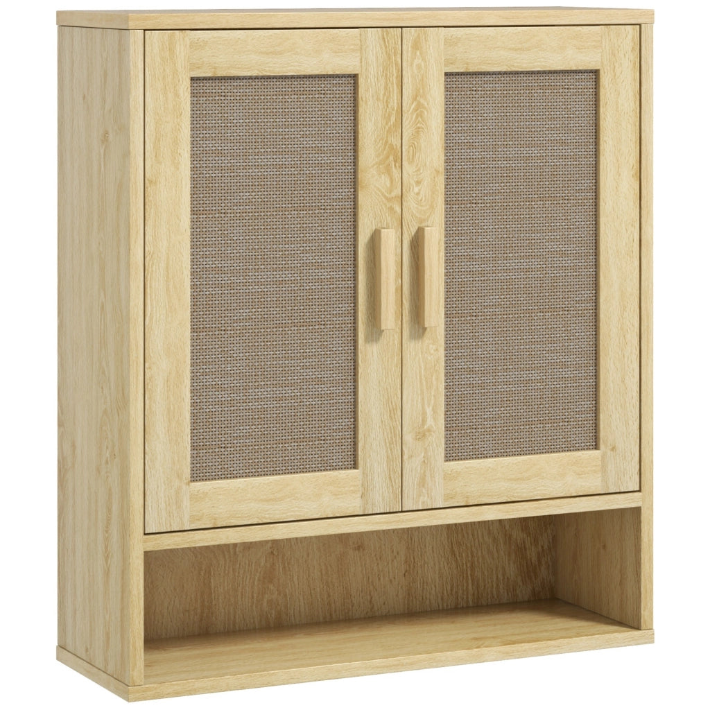Mobile da bagno sospeso ¨C Xylo ¨C effetto rovere con doppia anta e ripiano 59x20x66,5 cm