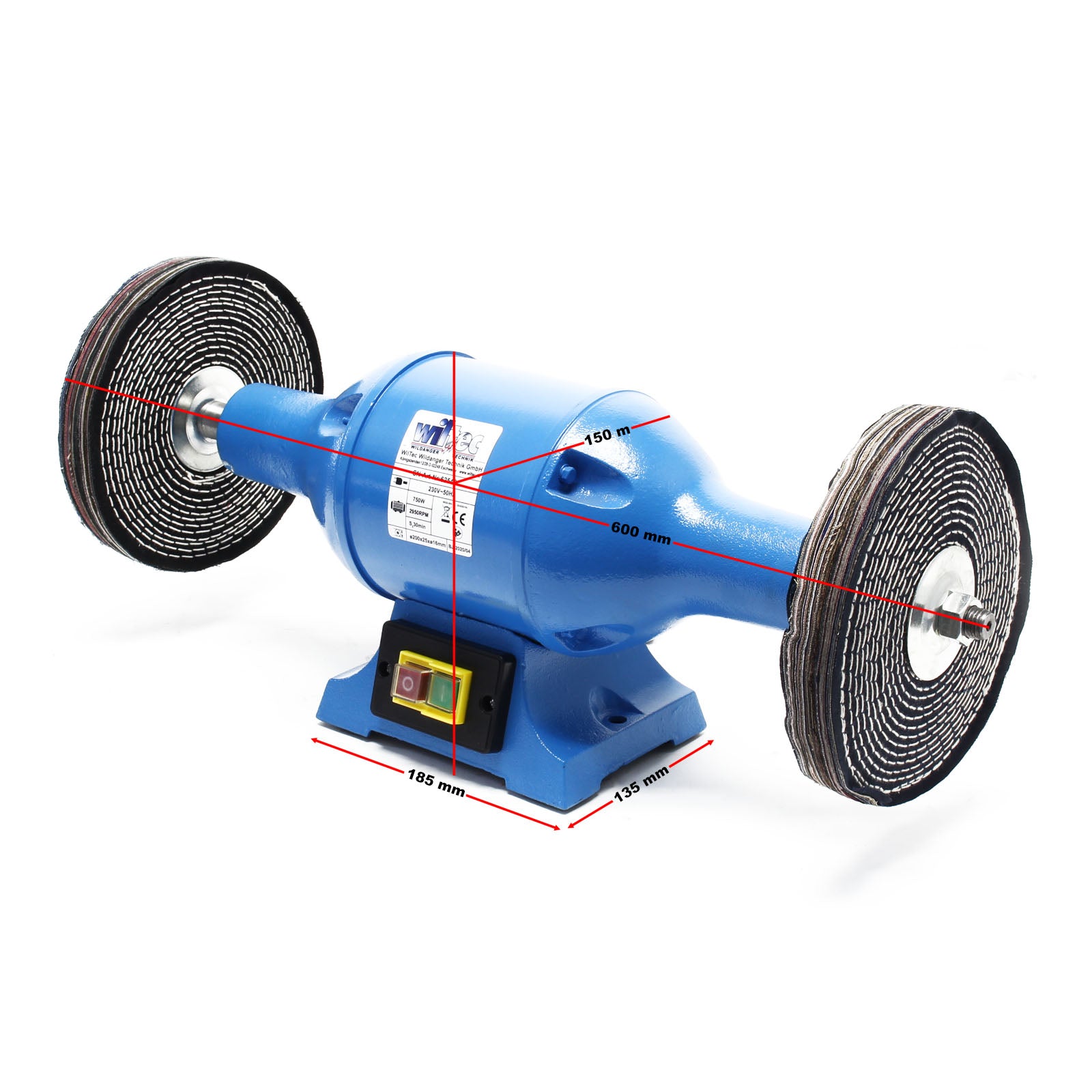 Lucidatrice 750W 2 dischi di lucidatura Ø 200mm Smerigliatrice doppia Struttura e supporto robusti