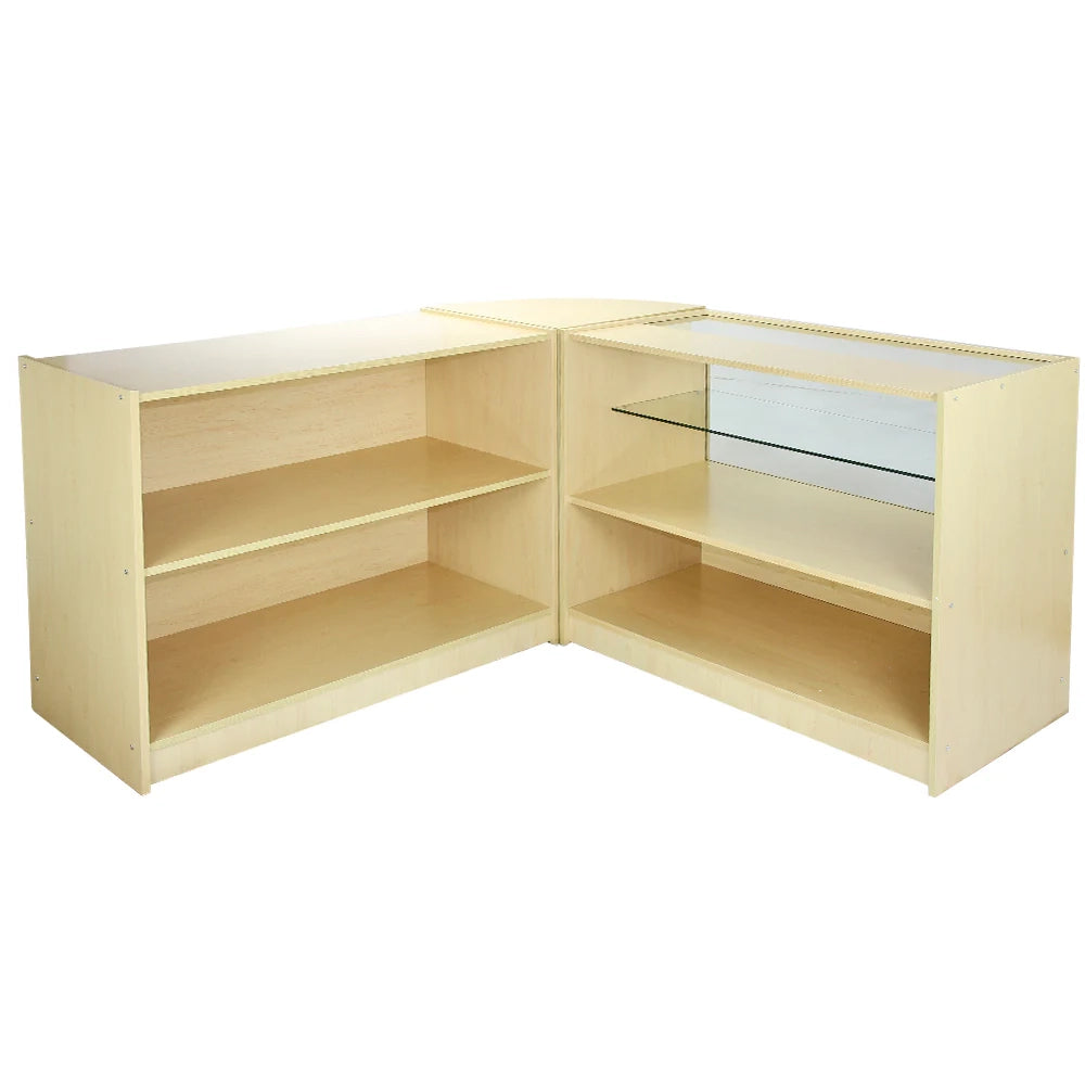 Set Draco con 3 Banconi da Negozio e Reception con Finitura in Acero Laminato