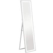 SPECCHIO ILLUMINATO CON LUCI LED REGOLABILI E PULSANTE TOUCH, IN VETRO E MDF, 40X5X160 CM, BIANCO