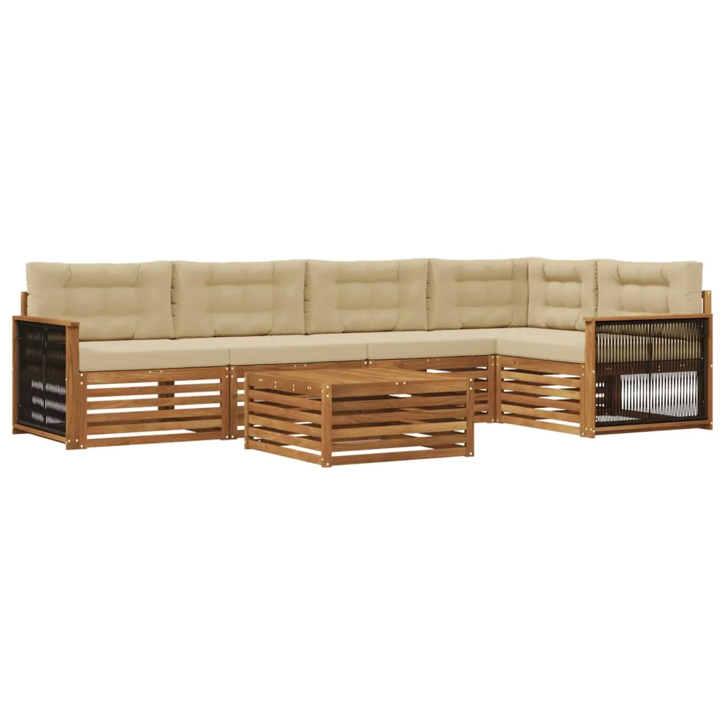 Set di divani da esterno 6 pz Naturale e Beige 3383386