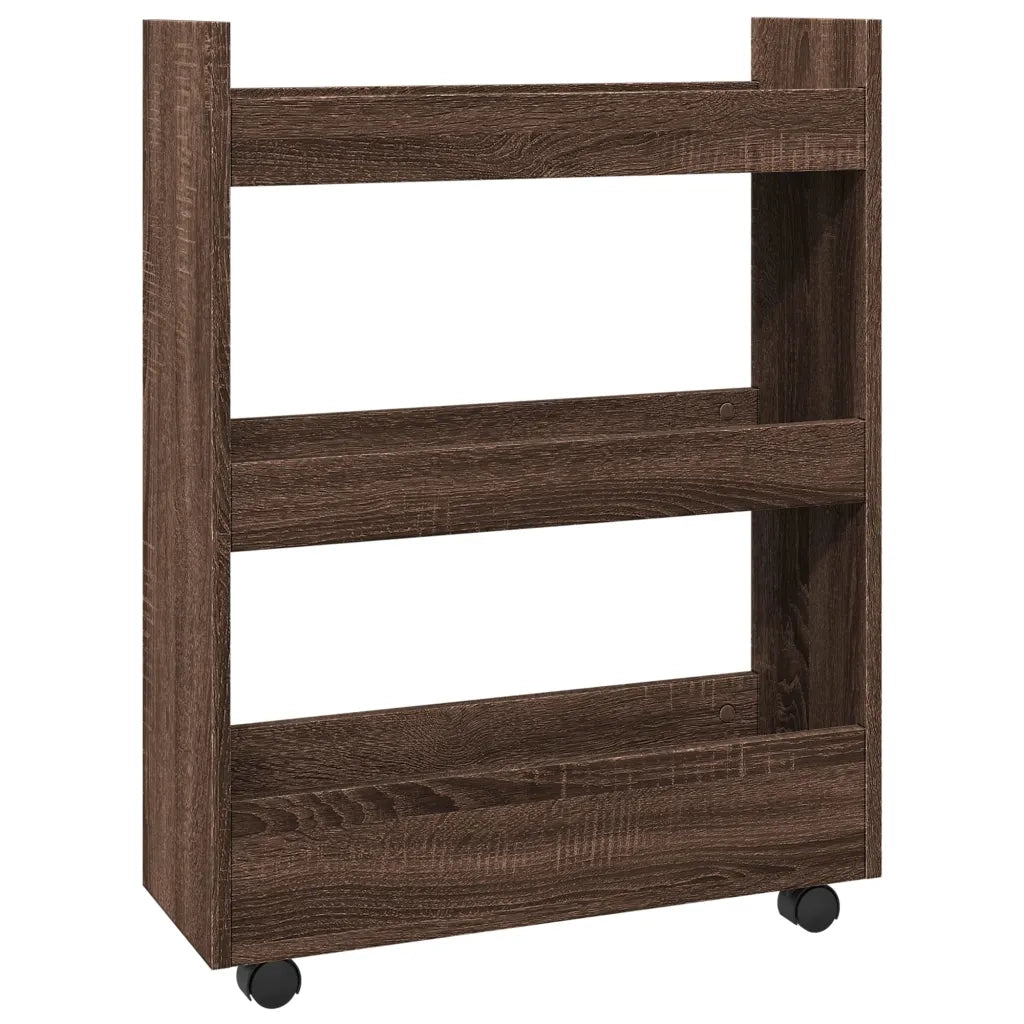 Carrello Stretto a 3 Livelli Rovere Marrone in Truciolato 855256