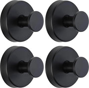 Hanger con Viti di Sospensione in Acciaio Inossidabile - 4 Pezzi - Hanger per Asciugamani - Orecchioni per Asciugamani per Doccia - Asciugamani per Pareti - per Finestre, Vetri, Bagno, Cucina - Nero