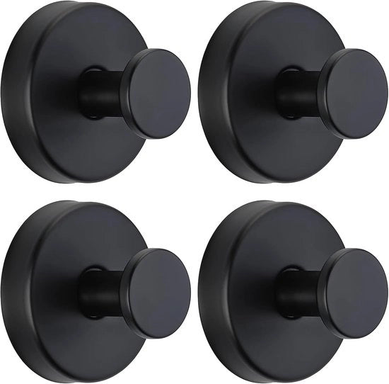 Hanger con Viti di Sospensione in Acciaio Inossidabile - 4 Pezzi - Hanger per Asciugamani - Orecchioni per Asciugamani per Doccia - Asciugamani per Pareti - per Finestre, Vetri, Bagno, Cucina - Nero