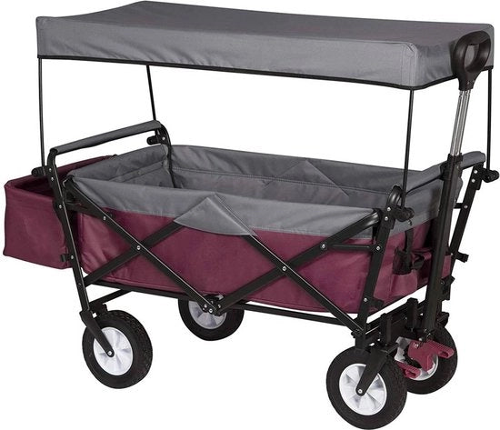 Carrello da giardino pieghevole con tetto - 600D poliestere duraturo - Peso di carico 80 kg - Dimensioni 120 cm x 51 cm x 93 cm