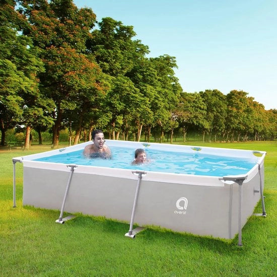Piscina in acciaio rettangolare XL per famiglie, 3x2 m, struttura in acciaio per giardino, classe energetica A+++ 169