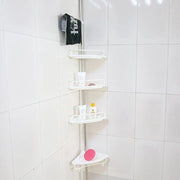Hoekrek per angolo per la stanza da bagno, hoekrek in alluminio, 4 piedistalli, carico di 20 kg, regolabile, cassetto di stoccaggio per la stanza da bagno
