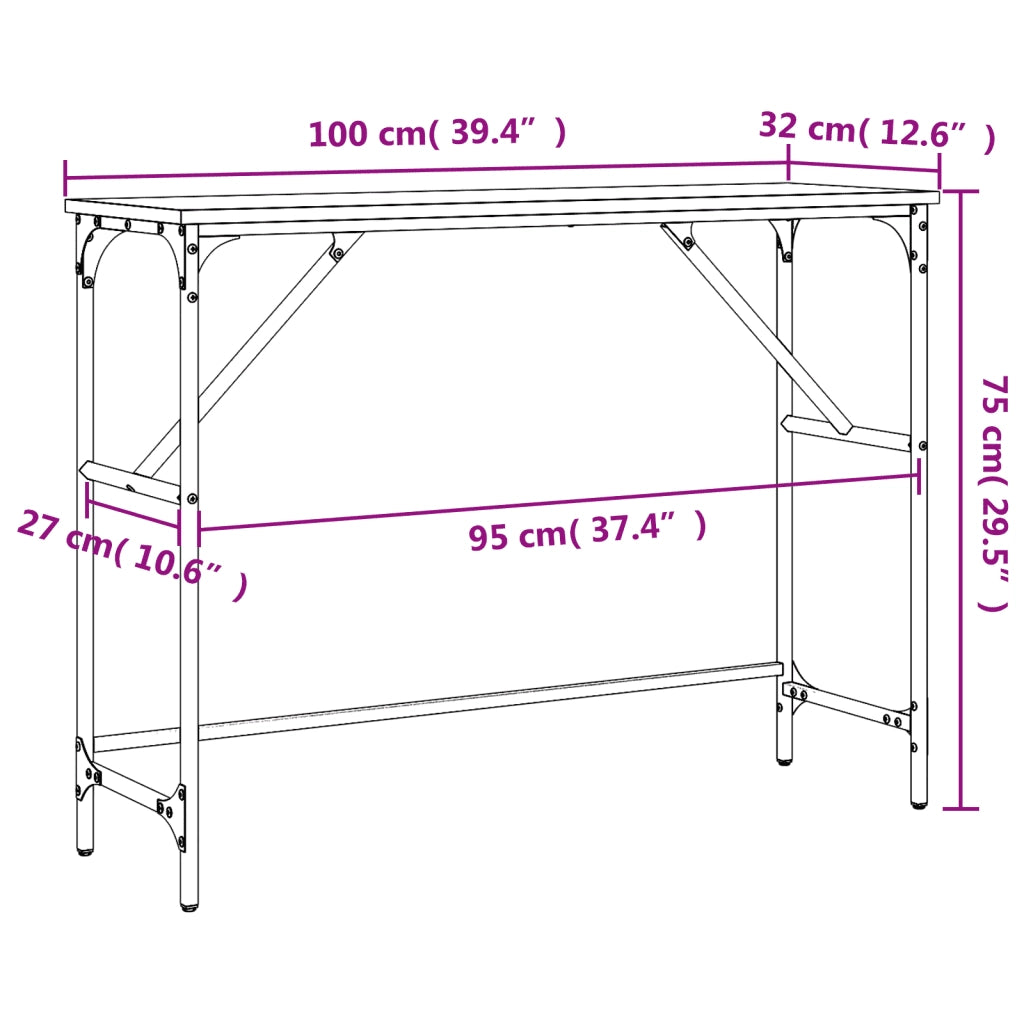 Tavolo Consolle | Tavolo d'Ingresso Grigio Sonoma 100x32x75 cm in Legno Multistrato