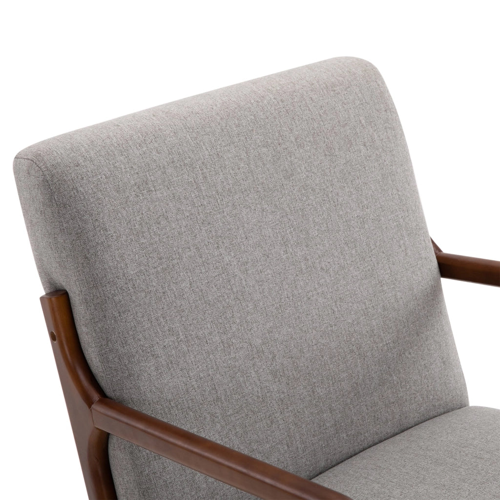 EasyComfort Poltrona a Dondolo Imbottita, Design Vintage in Legno e Poliestere Grigio, per Interni, Ufficio, Soggiorno, 64x86x80cm