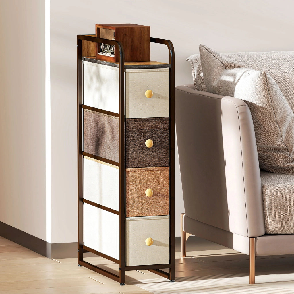 Cassettiera con 4 cassetti in tessuto ¨C zephmum ¨C Grigio, 20x47x84.5 cm