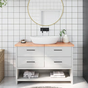 Piano Bagno Marrone 120x30x(2-4) cm Legno Massello Trattatocod mxl 95921